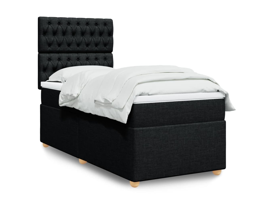 Vidaxl Cama Com Molas/colchão 90x200 Cm Tecido Preto