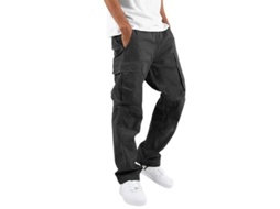 2026 pantalones Cargo Longos Masculinos Confortáveis de Algodão e Linho com Bolsos Causais Soltos para Trabalho 2xl Negro