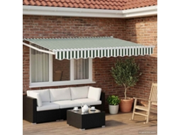 Vidaxl Toldo Retrátil Elétrico Verde E Branco 3 X 2,5 M