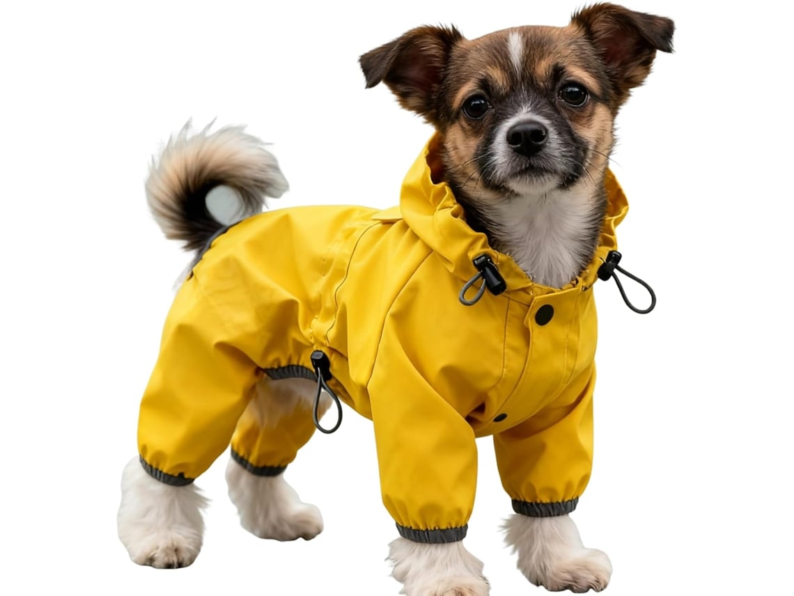 Capa De Chuva Amarela Protetora Filhotes Cachorro