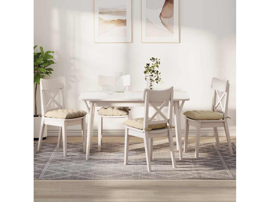 Vidaxl Almofadas De Assento 4 Unid. Microfibra Creme 40 X 40 X 6 Cm