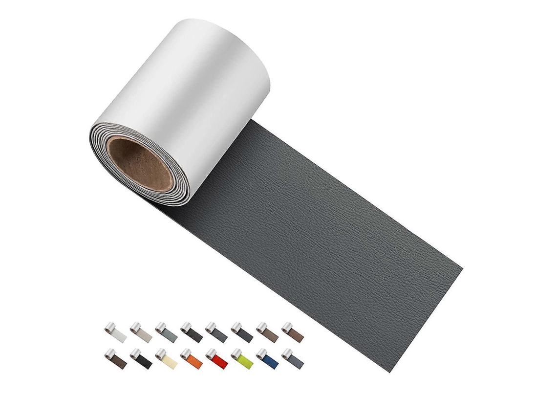 Remendo de couro autoadesivo de alta qualidade para reparar rachaduras e queimaduras em sofás, assentos de carro e móveis, 7,6 x 152,4 cm (3 x 60 polegadas), cinza escuro.