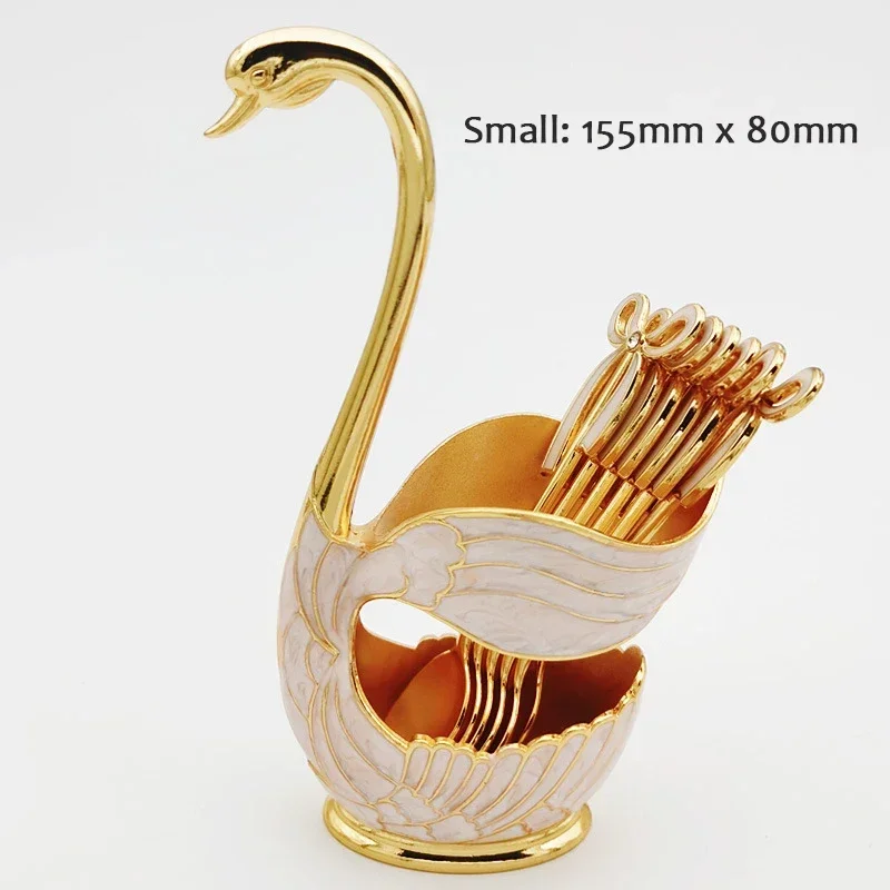 Porta talheres em Formato de Cisne, Armazenamento Luxuoso de Talheres, Decoração de Cozinha Elegante. MDUG (rosa, 6 Colheres)