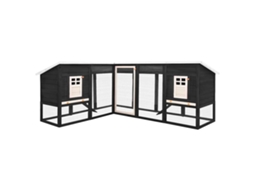 Vidaxl Coelheira Exterior C/ Parque Mad. Abeto Maciça Cinza E Branco