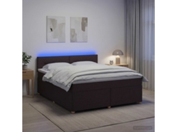 Vidaxl Cama Box Spring Com Colchão Marrom Escuro 140 X 190 Cm Tecido