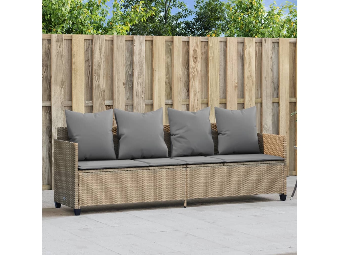 Espreguiçadeira - Chaise Lounge com Almofadas Vime Pe Bege HARLANV1
