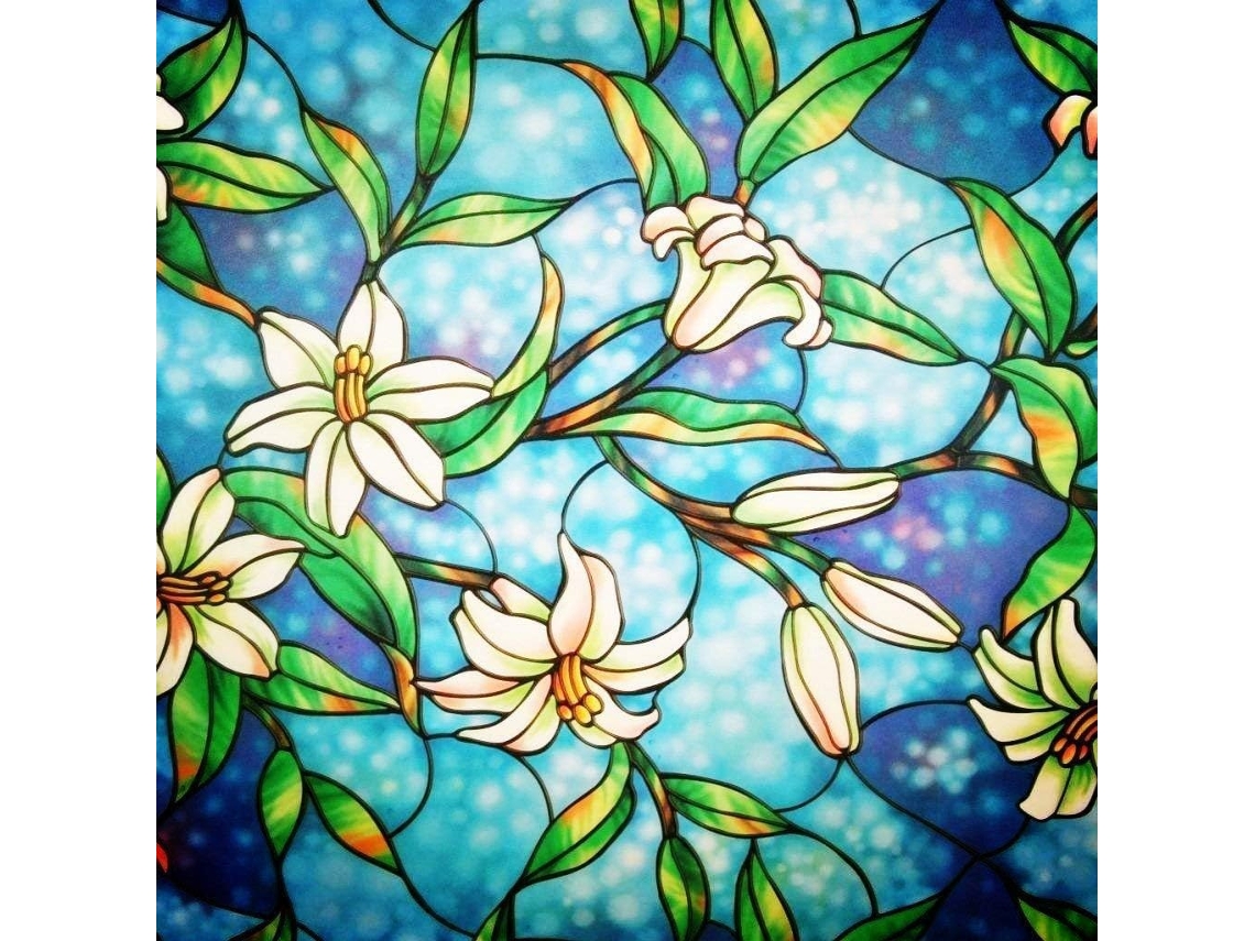 Película De Privacidade Fosca Com Adesivos Decorativos Florais Para Janelas 44,5 X 200 Cm Jun Aquaforge