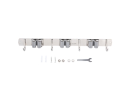 Suporte Parede Mop Vassoura Aço Inox 304 3 Prateleiras 4 Ganchos Cinza