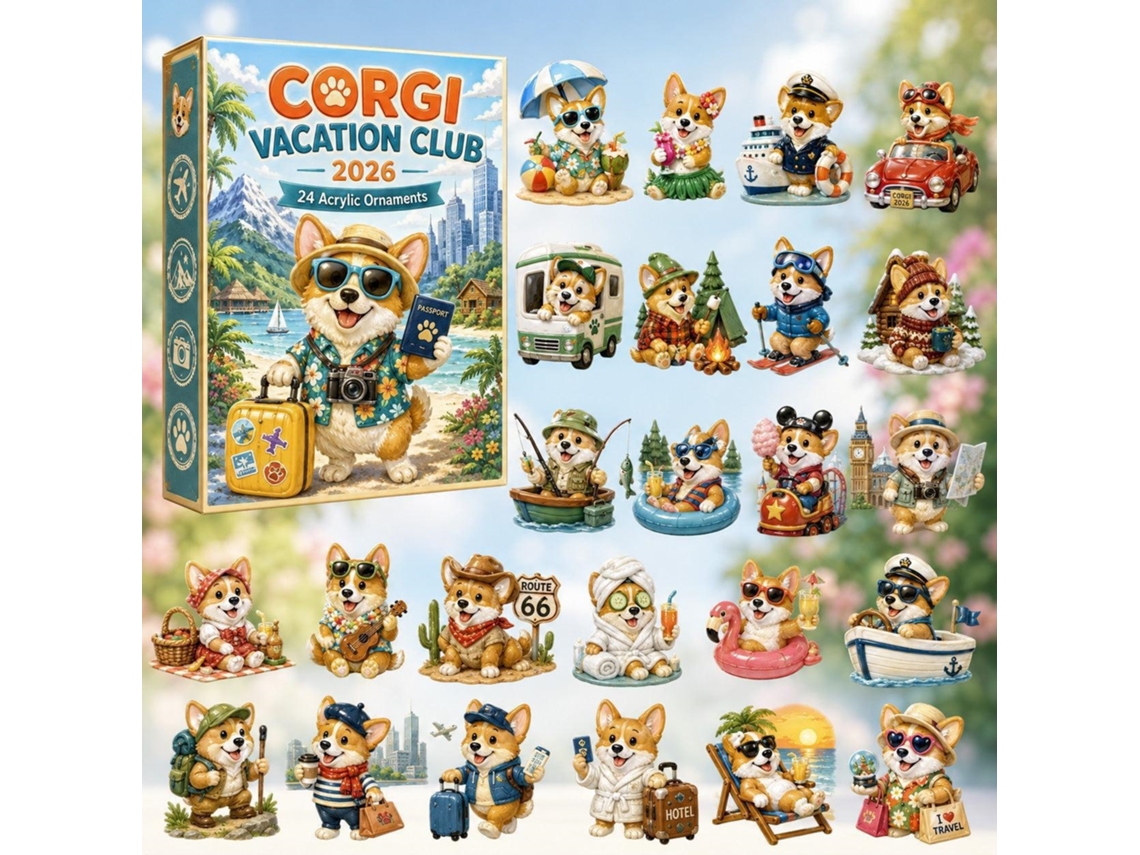 Calendário Do Advento 2d 2026 (corgis Com Passaportes E Malas)