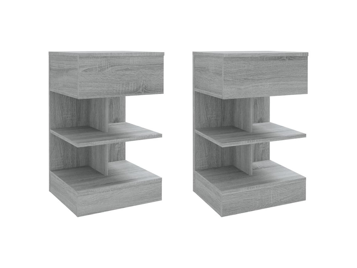 Conjunto de 2 Mesas Cabeceira Derivada Madeira Cinzento Sonoma MAISON EXCLUSIVE (40x35x65 cm)