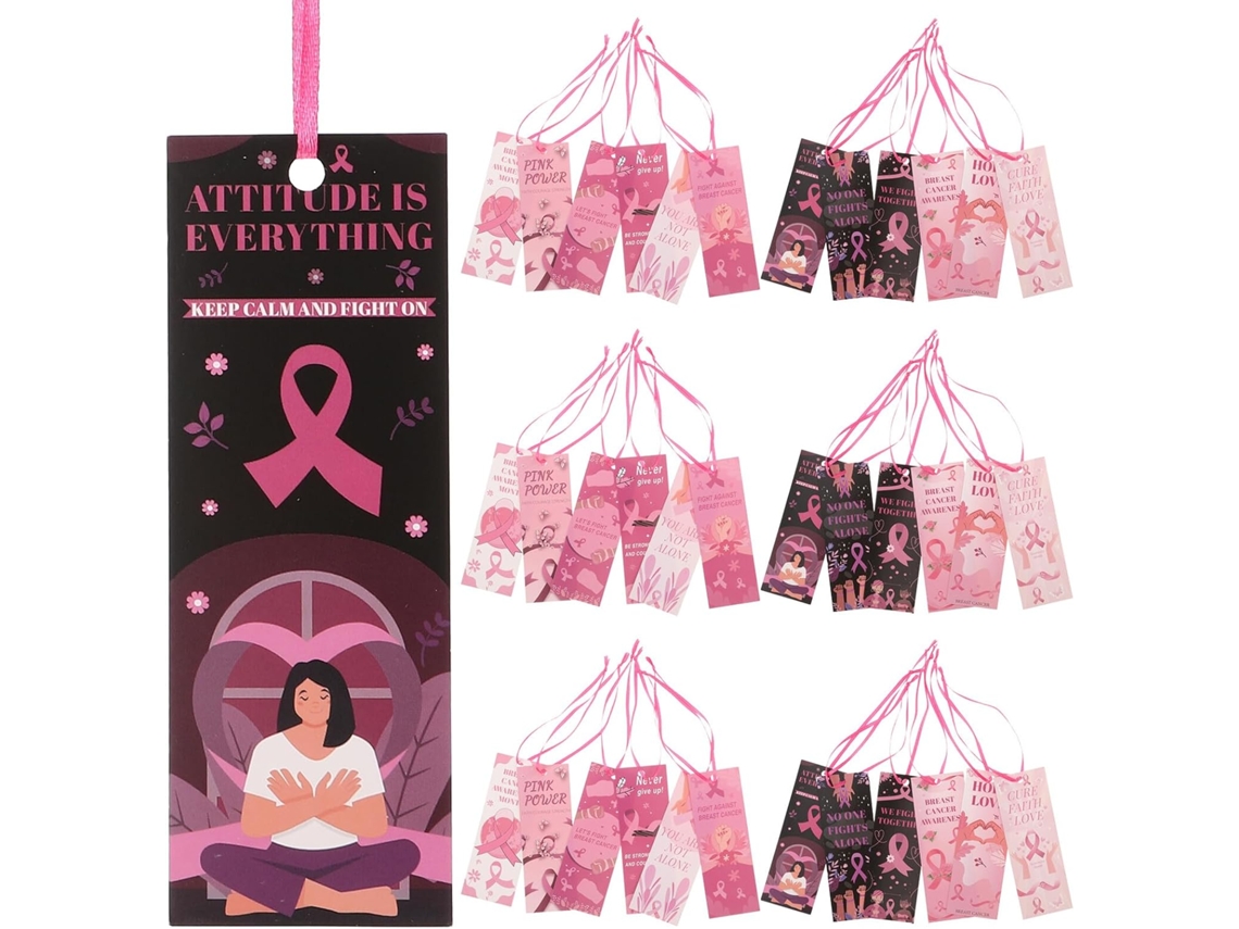 Conjunto de 48 Marcadores de Livros GOKOCO com Frases Inspiradoras, Fita Laminada Rosa, Acessórios de Leitura