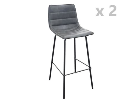 Conjunto de 2 bancos de bar de design industrial Brooklyn - Cinza