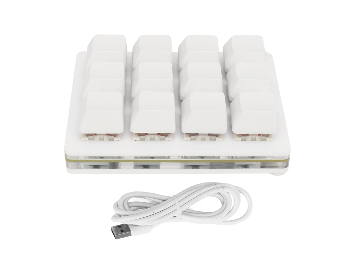 Teclado Mecânico de Jogos Unilateral 12 Teclas Usb mini macro led switch vermelho branco
