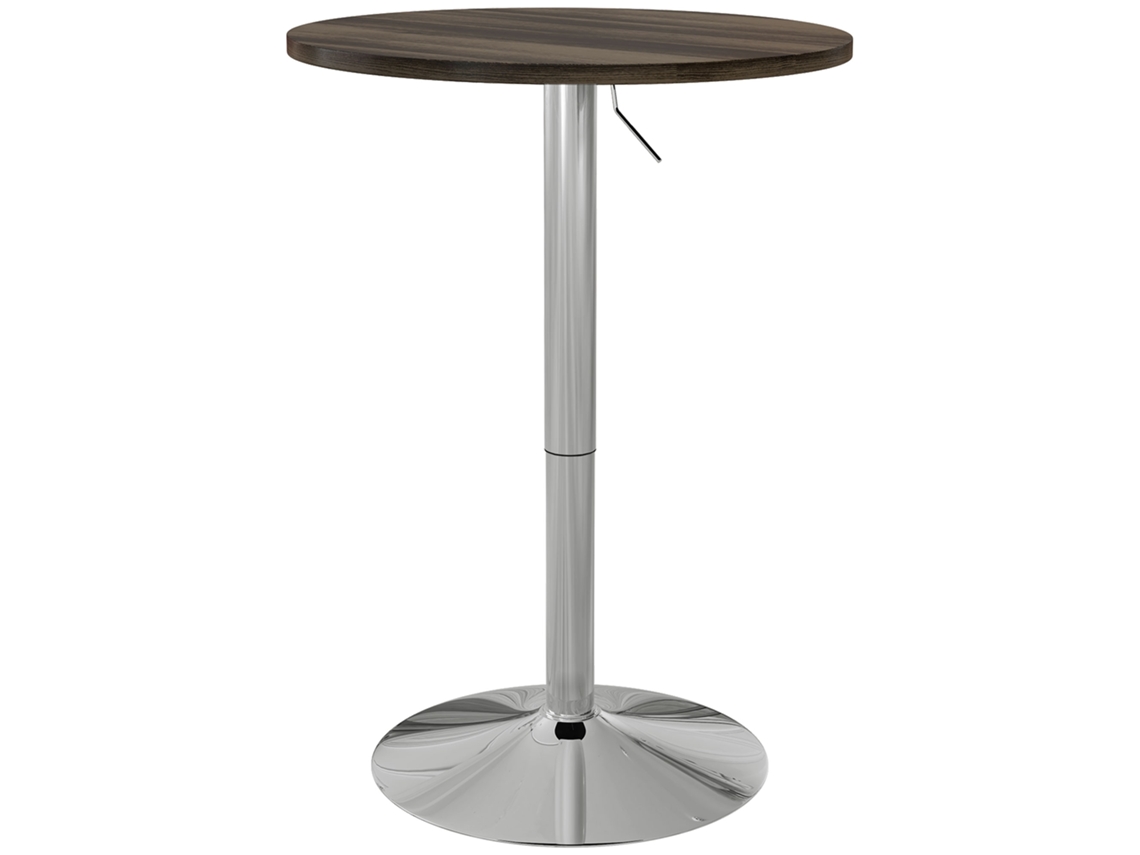 Mesa Alta Bar Mdf, Aço Cor Nogueira 60x60x91 cm Homcom