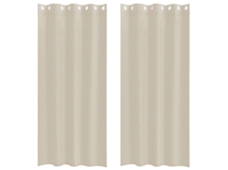 Conjunto 2 Cortina De Voile Vidaxl Bege Poliéster (225 X 140 Cm)