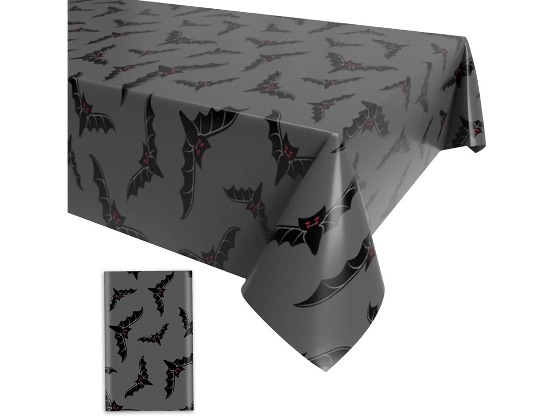 Pano de plástico retangular grande BILVIBERA para Halloween, para Morcego Cinza.
