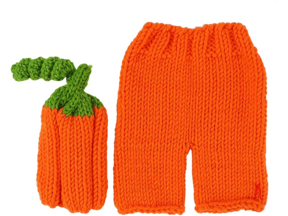 Conjunto De Roupa Para Fotografia De Bebê - Recém-nascido 3-4 Meses, Feito À Mão Em Crochê, Laranja.