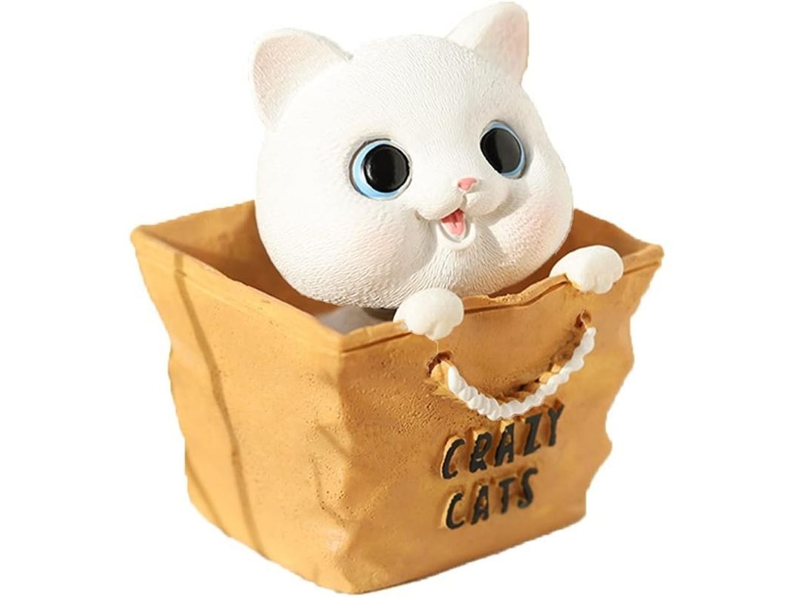 Decoración Em Miniatura De Gato De Resina Com Cabeça Móvel Para Escritório, Carro, Presente