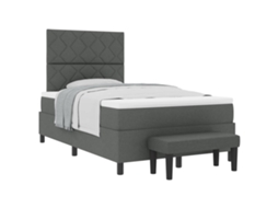Cama Box com Colchão Cinza Escuro 120 X 190 Cm Tecido MAISON EXCLUSIVE