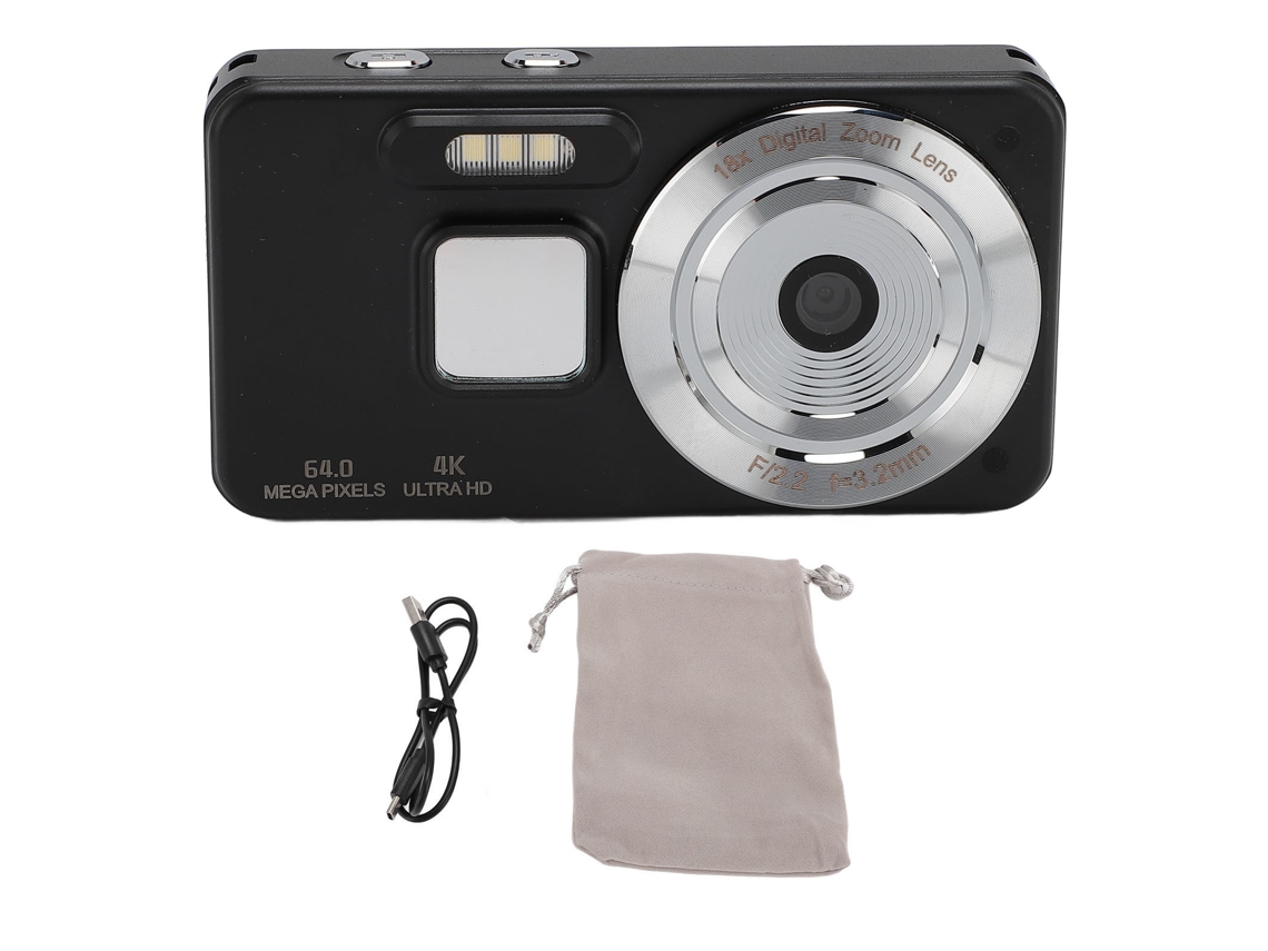 Câmera Digital 4k 64mp Zoom 18x Autofoco Anti-shake Para Adolescentes Crianças Meninas Câmera Compacta Para Vlogging Viagens Preta