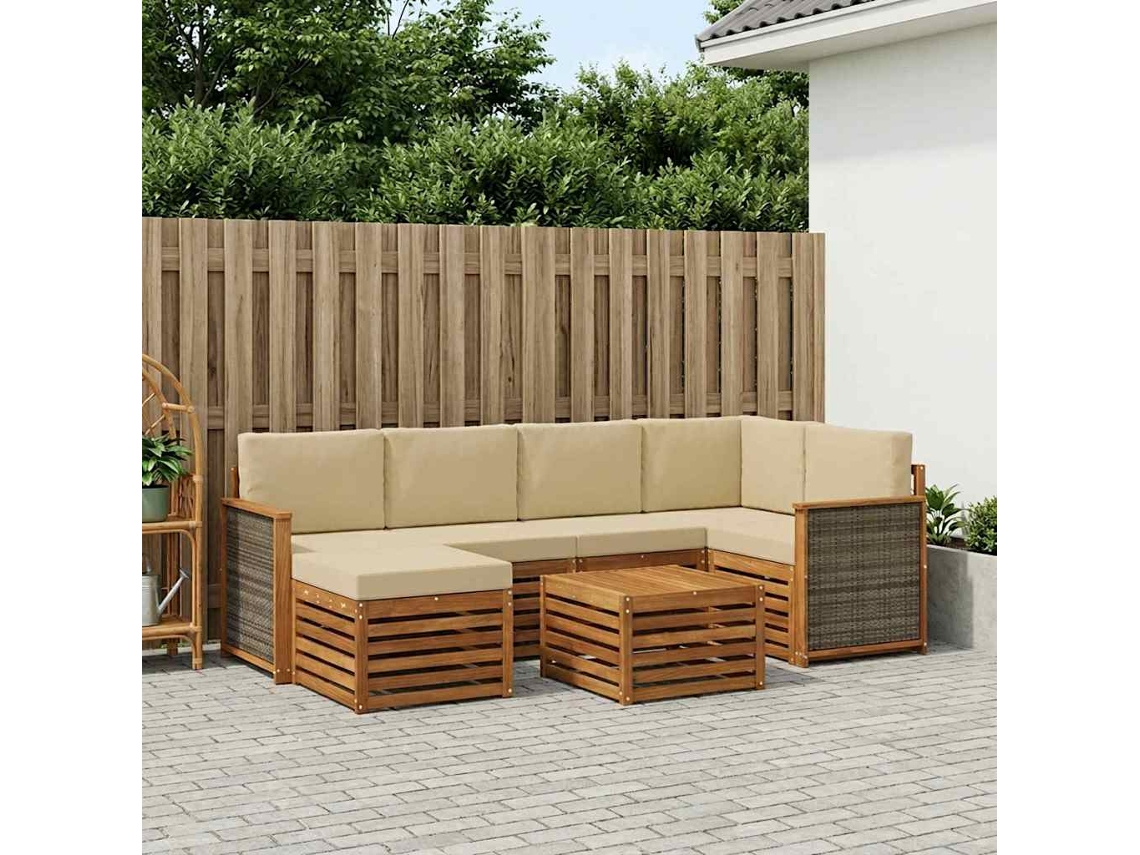 Vidaxl Conjunto De Sofás Para Exterior 6 Unid. Natural