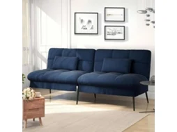 Sofá-Cama com Função de Dormir COMHOMA,Sofá de Hóspedes de 3 Lugares Azul