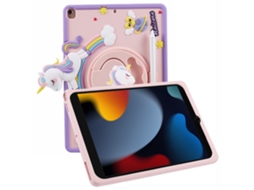 Capa Para Ipad 10.2 8 Geração 2020 Unicórnio Com Suporte Rosa