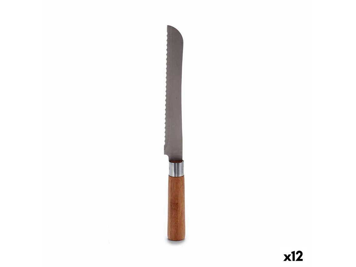 Faca de Cozinha de Serra 2,8 X 2,5 X 32 Cm Aço Inoxidável Bambu 12 Unidades
