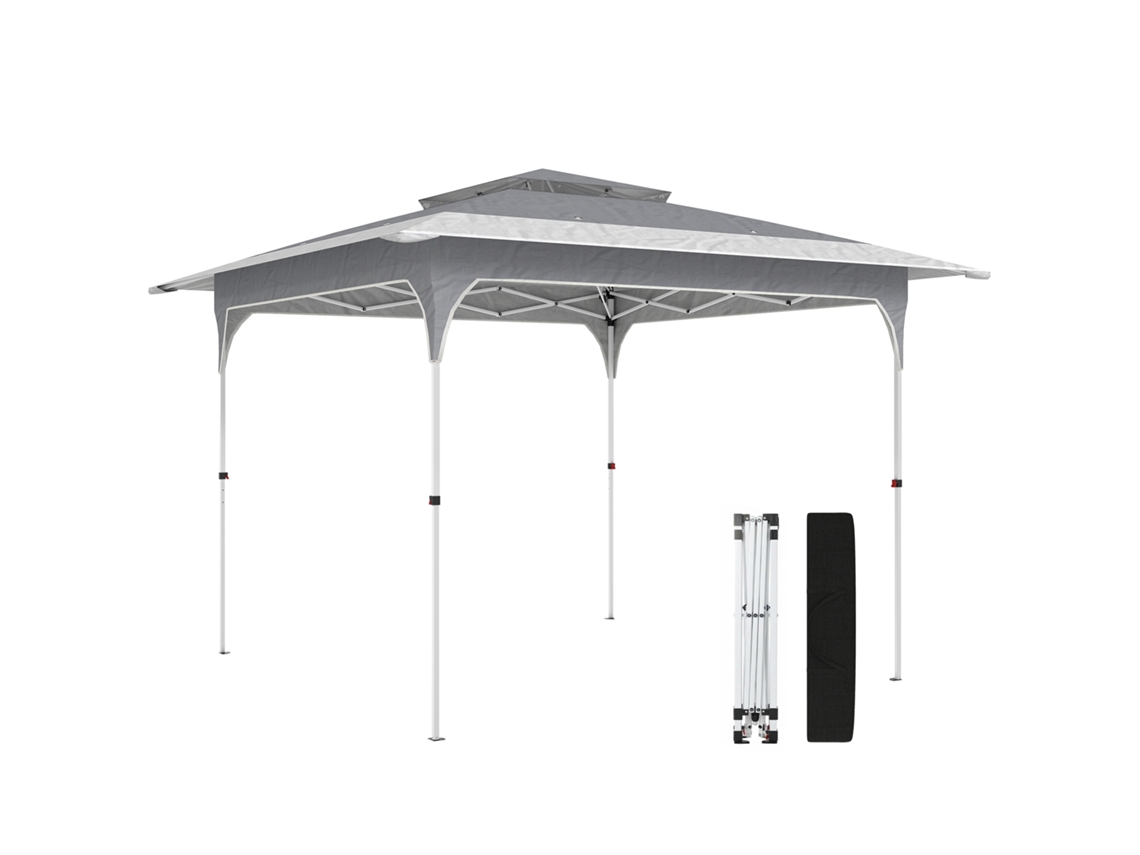 Tenda 3,5x3,5m Teto Duplo Cinzento Resistente