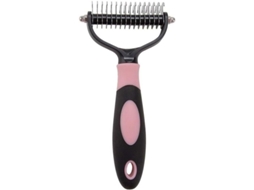 Pente Dematador Profissional Para Cães E Gatos De Duas Lados Seguro Durável Ferramenta De Grooming Tamanho S Cor Rosa