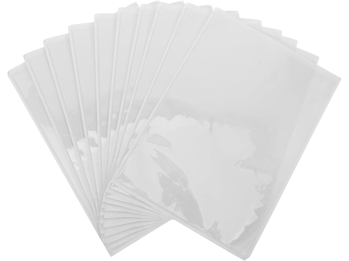 Pacote Com 10 Envelopes Adesivos Transparentes Em Pvc Verso Resistente Documentos E Papéis, Ideais Organização