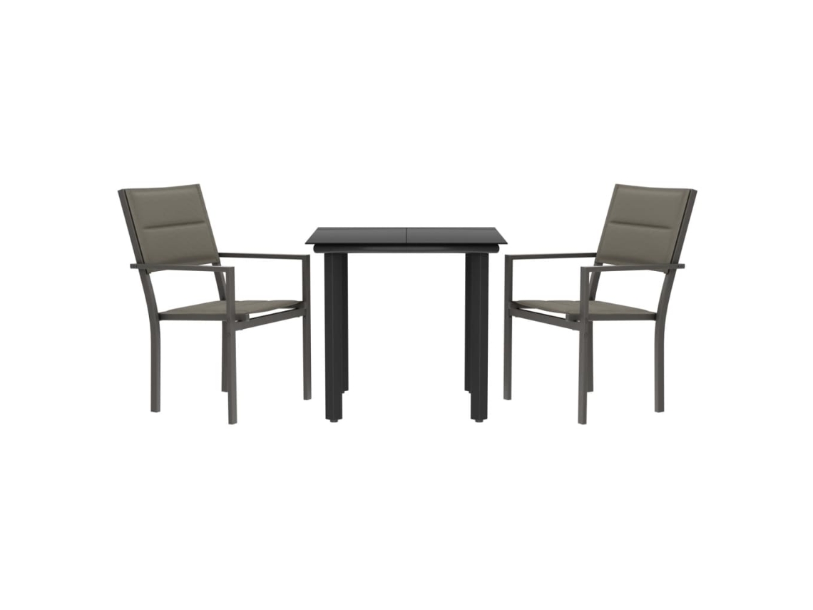 Maison Exclusive - 3 Pcs Conjunto De Jantar Para Jardim Aço E Textilene Preto