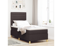 Cama Box Spring Com Colchão Castanho Escuro 100x200 Cm Tecido