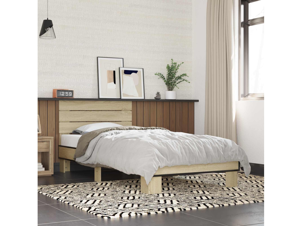 Vidaxl Estrutura De Cama Com Cabeceira Carvalho Sonoma 80 X 200 Cm