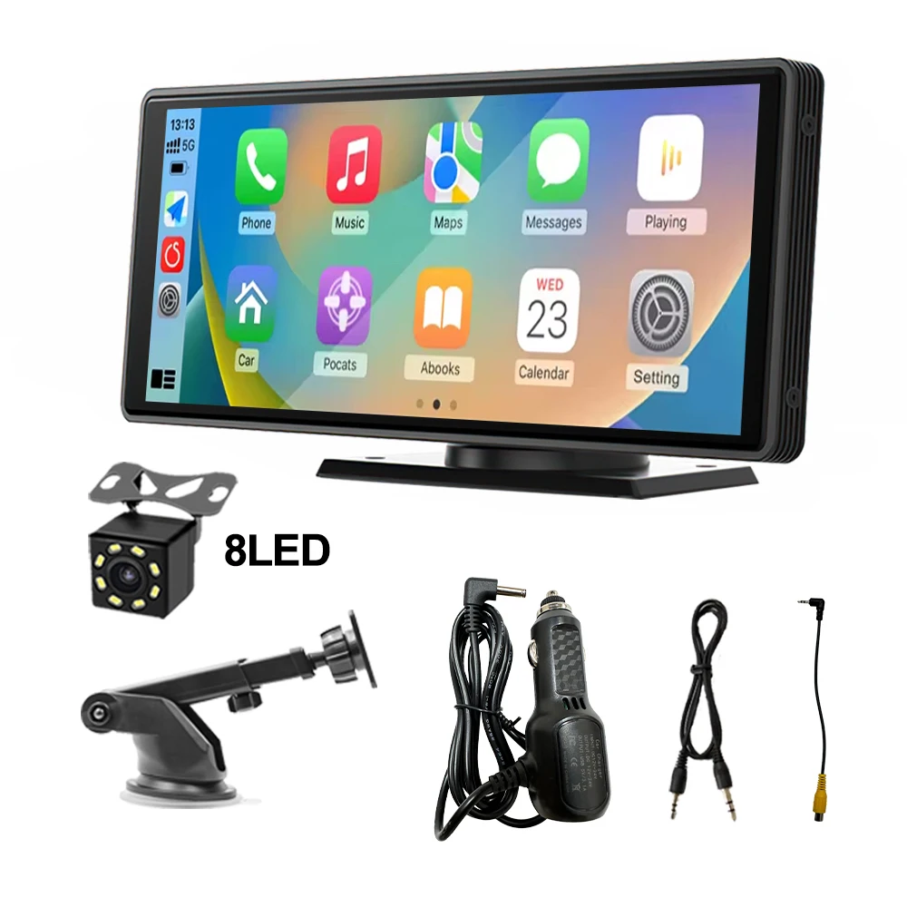 (carplay-auto-cam) Sistema Multimídia Portátil Para Carro Com Câmera De Ré Carplay Sem Fio De 10,26 Polegadas.