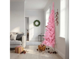 Vidaxl Meia Árvore De Natal Artificial Com Suporte 210 Cm Pvc Rosa