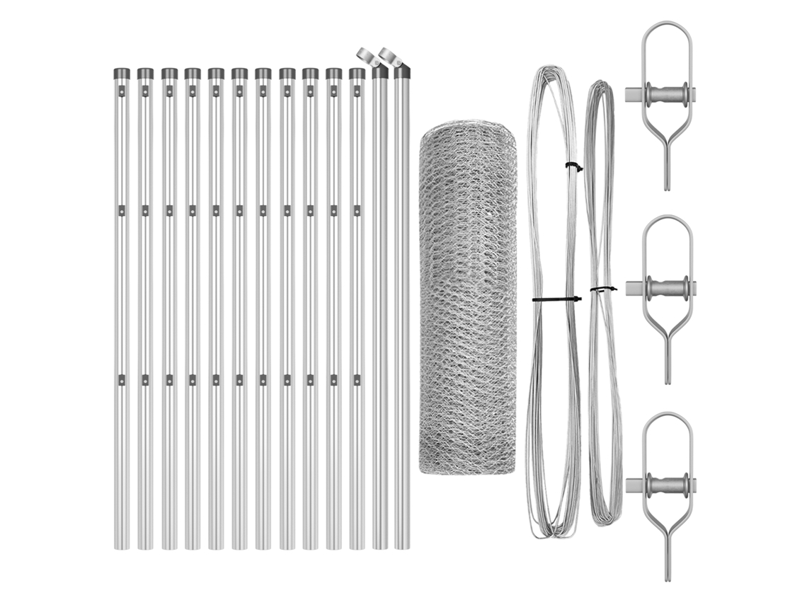 Conjunto 1 Cerca Para Jardim Vidaxl Prateado Aço (25 X 0,8 M)