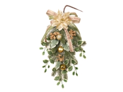 Laxiscreed Árvore De Natal Com Flores Douradas E Folhas Brancas Para Decoração Natalícia De Porta