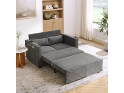 Sofá-cama 2 Lugares 3 Em 1 Com Usb E Design Minimalista, Cinza-escuro