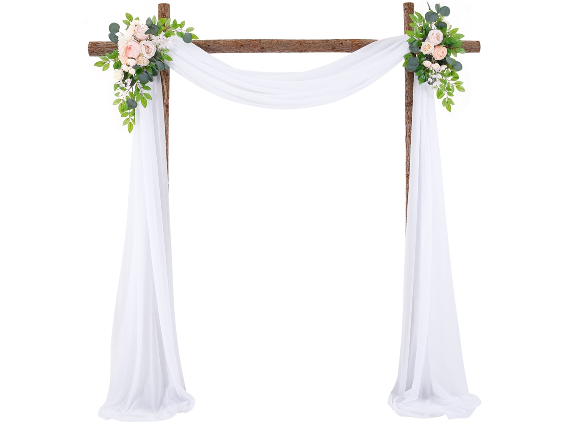 Arranjo De Decoração De Casamento Com Arco E Fundo De Véu