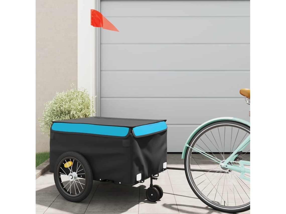 Vidaxl Reboque Para Bicicleta 45 Kg Ferro Preto E Azul