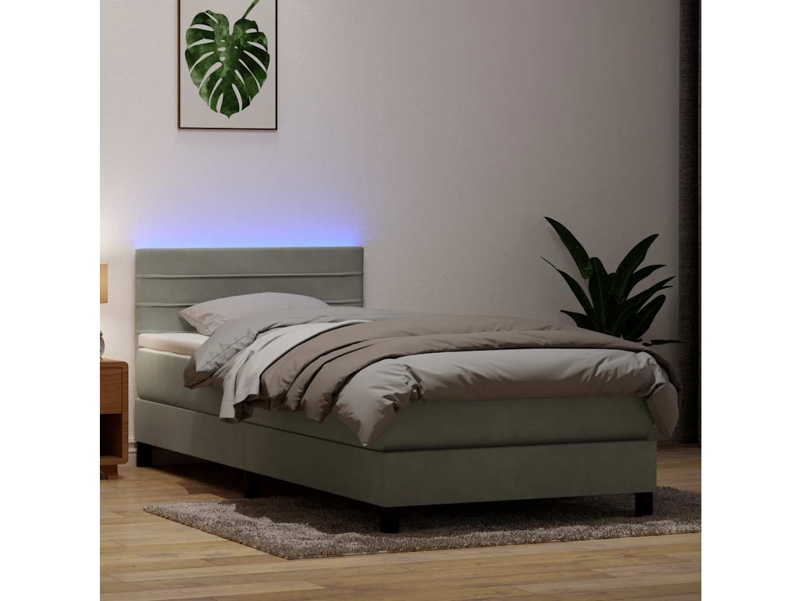 Cama Com Molas/colchão Cinzento-claro 80x210 Cm Veludo