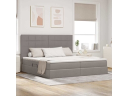 Vidaxl Cama De Armazenamento Led Com Colchão Cinzento-acastanhado