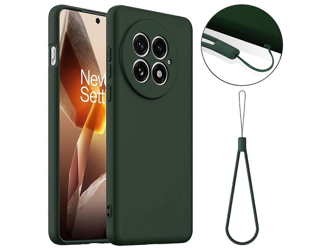 Capa De Silicone Líquido Com Alça Para Oneplus 13 Compatível Com Capa De Celular Magsafe - Verde Escuro
