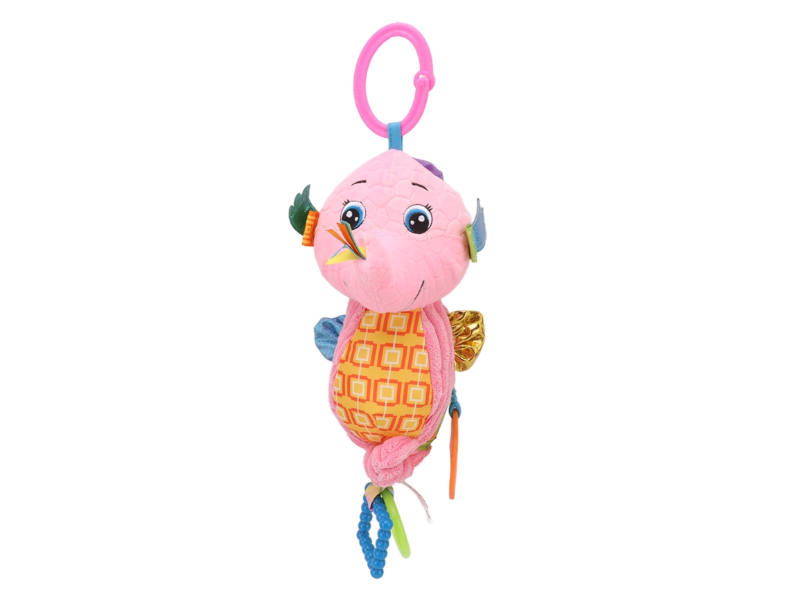 Cavalo-marinho de pelúcia macio com chocalho para pendurar no carrinho de bebê, rosa.
