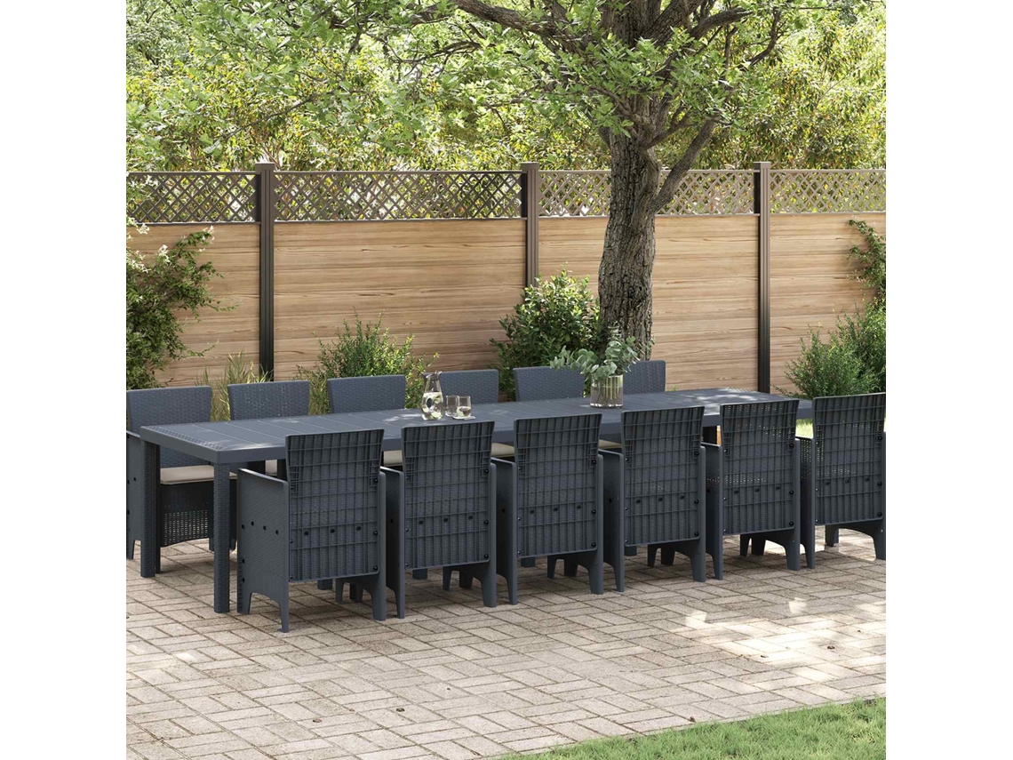 Vidaxl Conjunto De Jantar Para Jardim 13 Pcs Antracite Rattan Polt