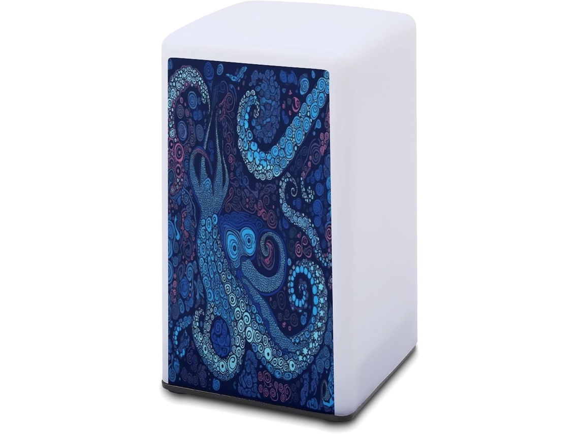 Luminária De Mesa A Bateria Azul Estampa Polvo Leitura Para Escritório, Quarto, Proteção Ocular E Economia De Energia
