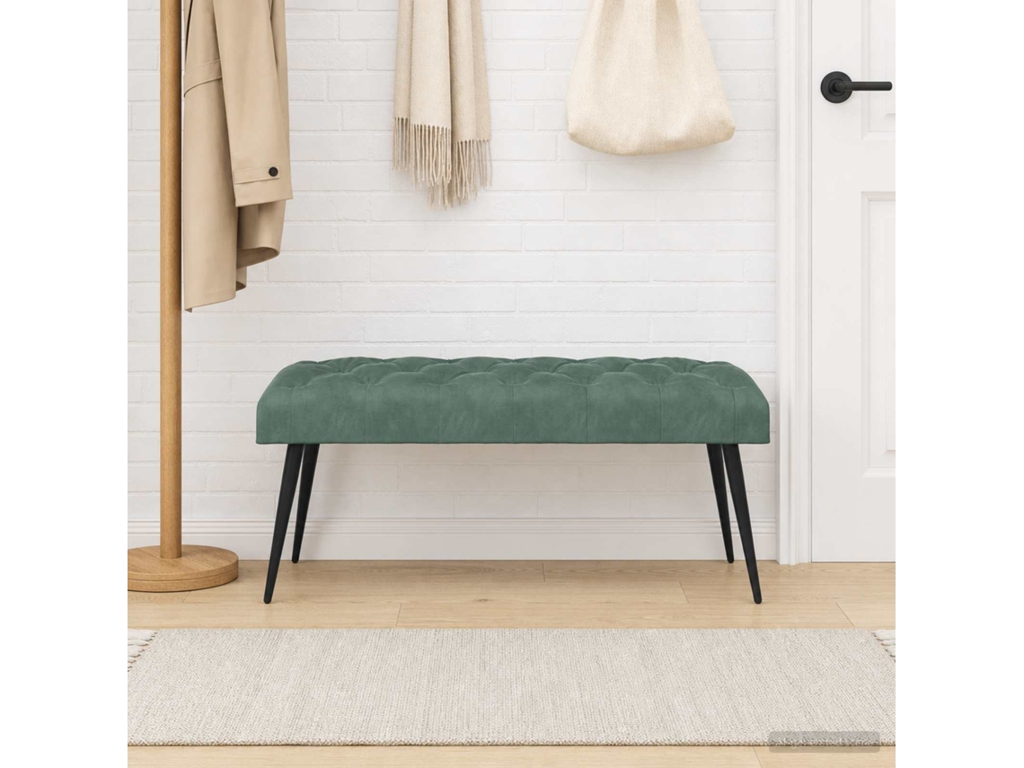 Vidaxl Banco Com Botões Estofados Verde Do Mar 110 X 40 X 46 Cm Veludo