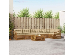 Vidaxl Conjunto De Sofás Para Exterior 7 Unid. Natural E Bege