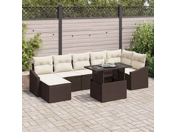 Vidaxl Conjunto De Sofá De Jardim 8 Unid. Marrom E Creme
